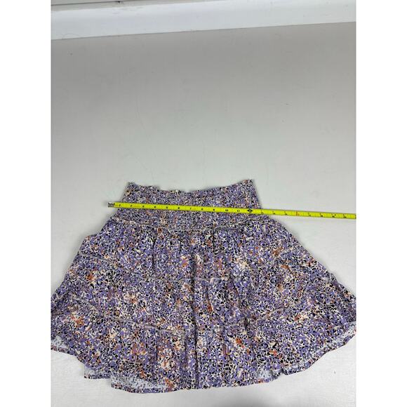 Pink Lily Lavender Print Skirt | Women’s Size L | Smocked Waist Ruffle Hem - Picture 6 of 7